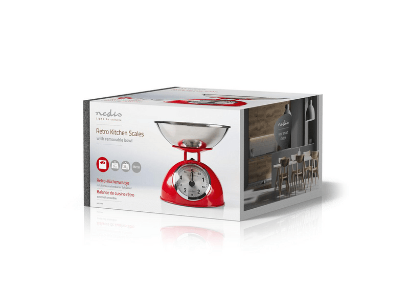 Nedis KASC110RD Retro konyhai mérleg, piros