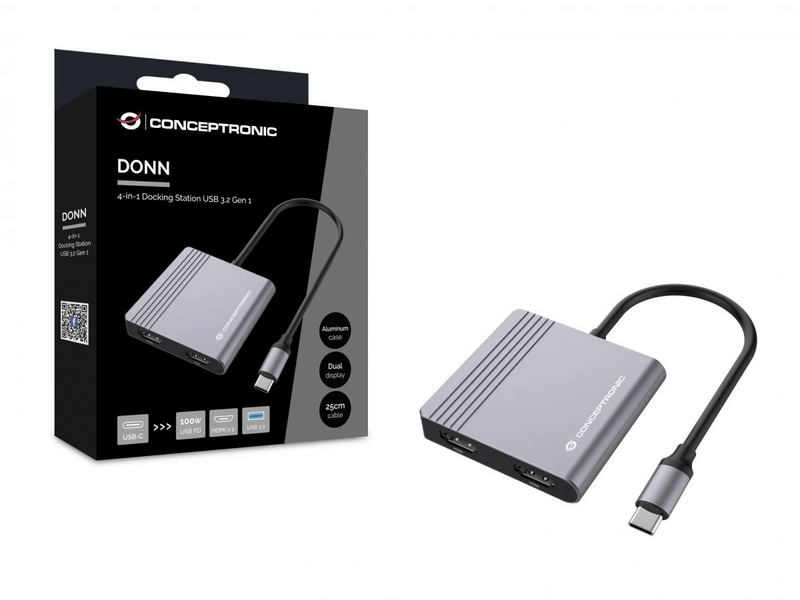 Conceptronic DONN13G 4in1 USB-C dokkolóállomás