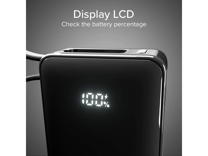 SBS 10.000 mAh Powerbank s kabelom, crni (TTBB10000LCDTCPD20K)