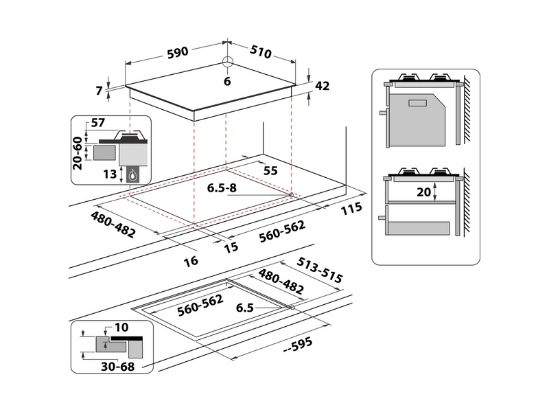 Whirlpool GOFL 629/NB1 Beépíthető gázfőzőlap