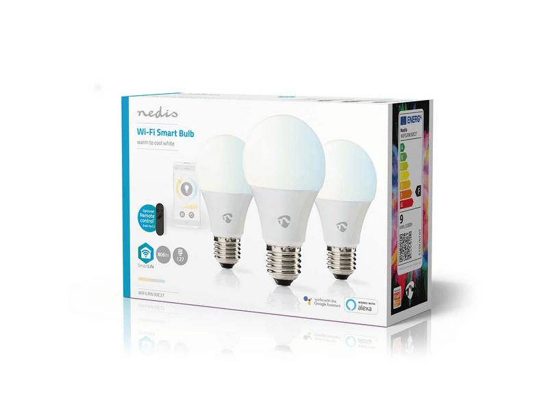 Nedis WIFILRW30E27 SmartLife E27 LED Izzó, 3 db