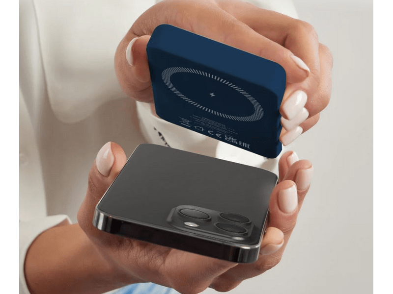 SBS 5000mAh Vezeték nélküli mágneses powerbank, kék (TEBB5000MAG1CB)