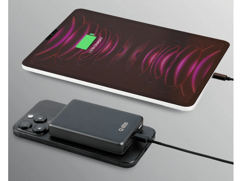 SBS MagSafe 10.000 mAh PowerBank, szürke (TEBB10000MAGSLIM)