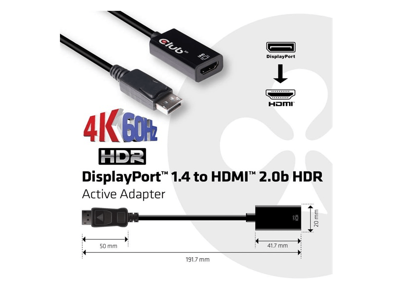 Club 3D CAC-1080 DisplayPort 1.4 - HDMI 2.0b Adapter