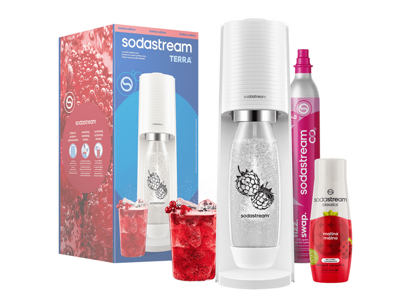 SodaStream Terra White Málna Zero Megapack, fehér