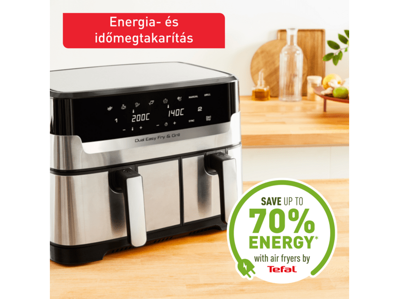 Tefal EY905D10 Dual Easy Fry & Grill Forrólevegős sütő