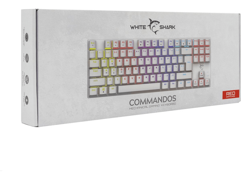 White Shark COMMANDOS Red Switch US Gamer billentyűzet, fehér