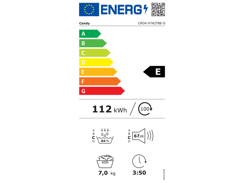 Candy CRO4 H7A2TBE-S sušilica s toplinskom pumpom