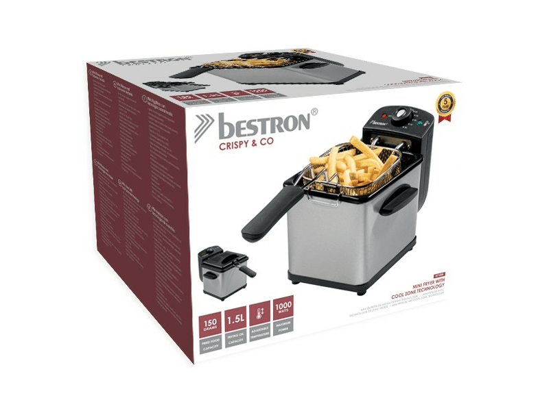 Mini olajsütő hideg zónával, 1000W, inox