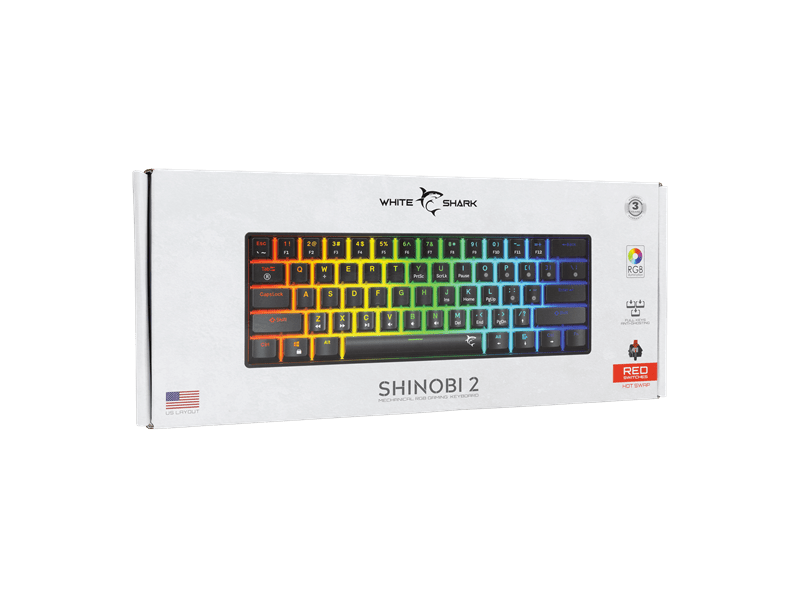 White Shark SHINOBI-2 US mechanikus billentyűzet (GK-004111B/R-US)