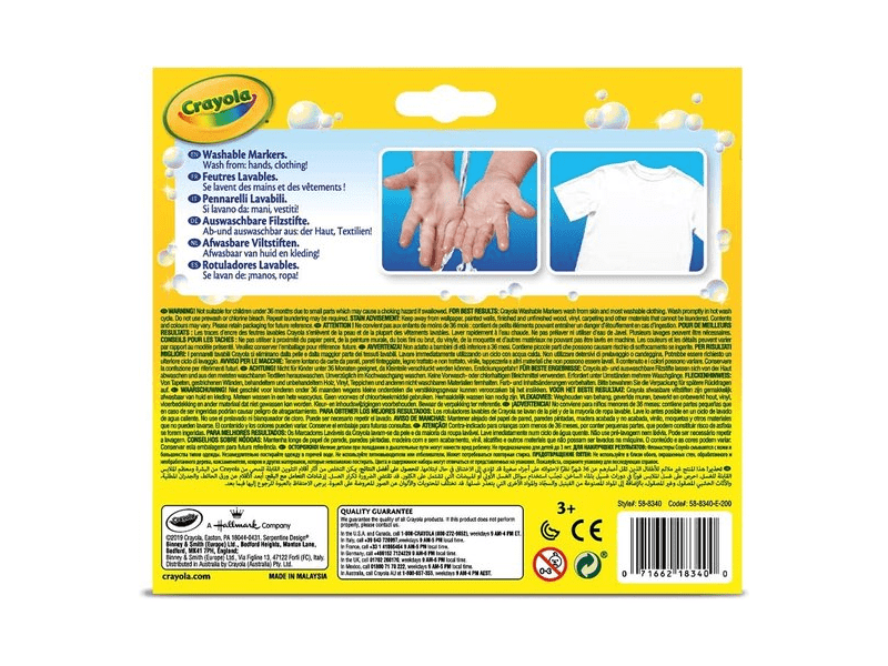 Crayola Lemosható, tompahegyű filctoll készlet, 12 db