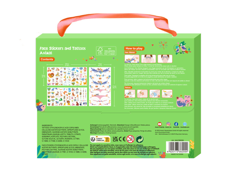 Avenir set naljepnica i tetovaža za lice, životinje (NA238209)