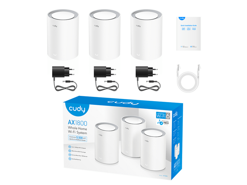 Cudy M1800 3-Pack AX1800 Whole Home Mesh WiFi rendszer