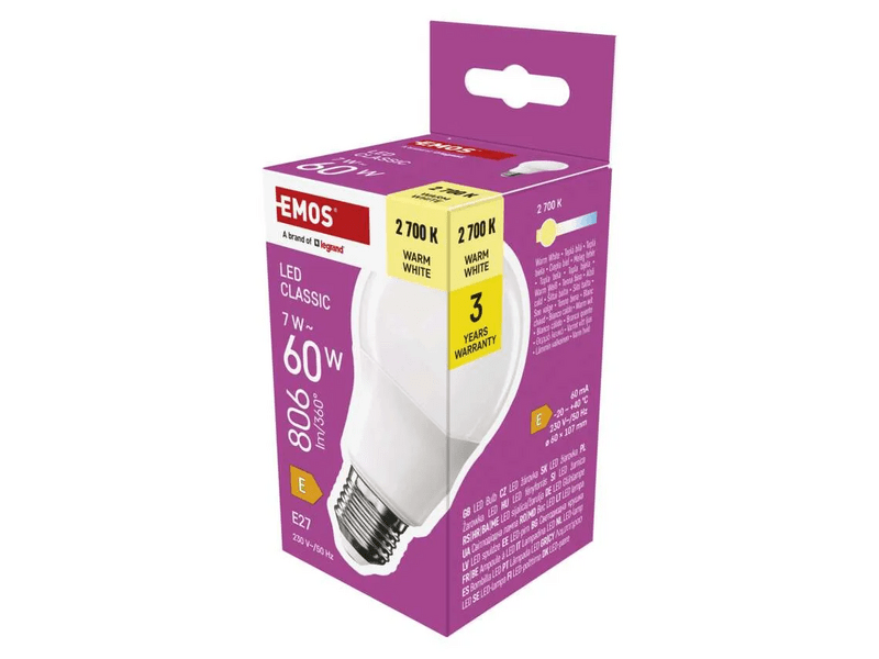 Emos ZQ5E41 Classic A60 E27 7 W LED izzó