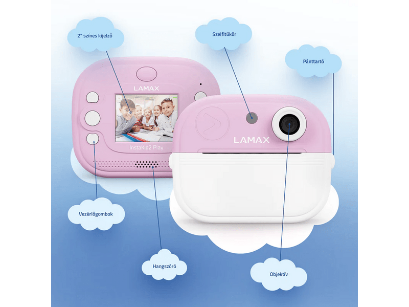 LAMAX InstaKid2 Play Gyerekkamera, rózsaszín