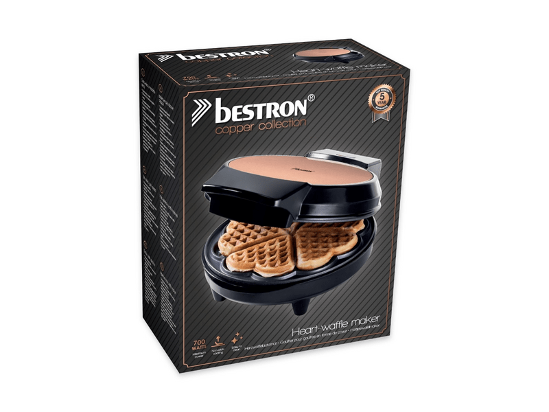 Bestron AWM700CO Szív alakú gofrisütő, réz