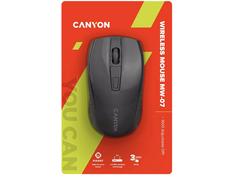Canyon MW-7 Vezeték nélküli egér, fekete (CNE-CMSW07B)