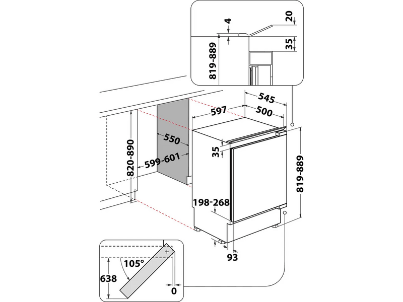 Whirlpool WBUF011 Beépíthető egyajtós hűtőszekrény