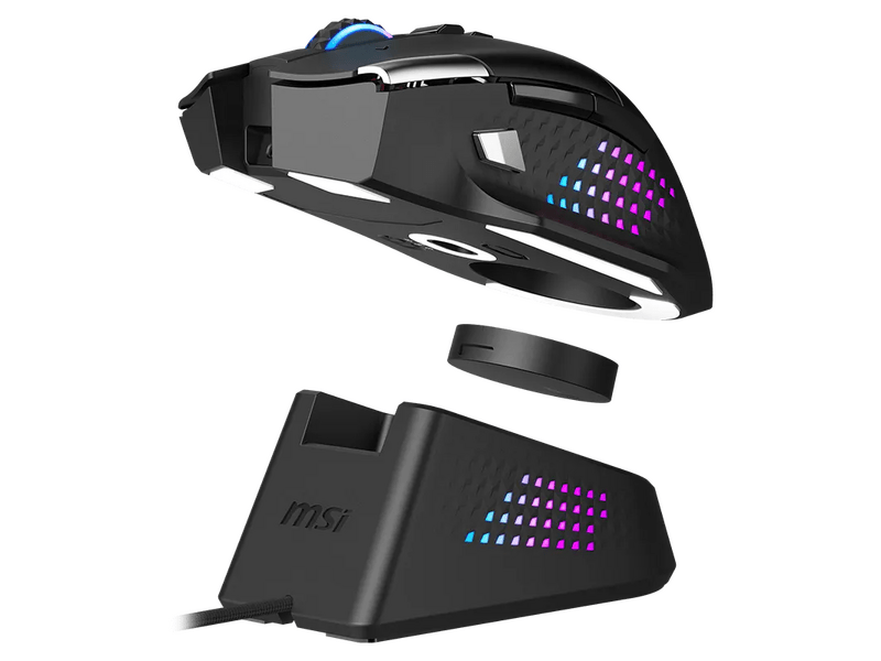MSI Versa Pro Wireless + Mouse Dock Pro Gamer egér, fekete