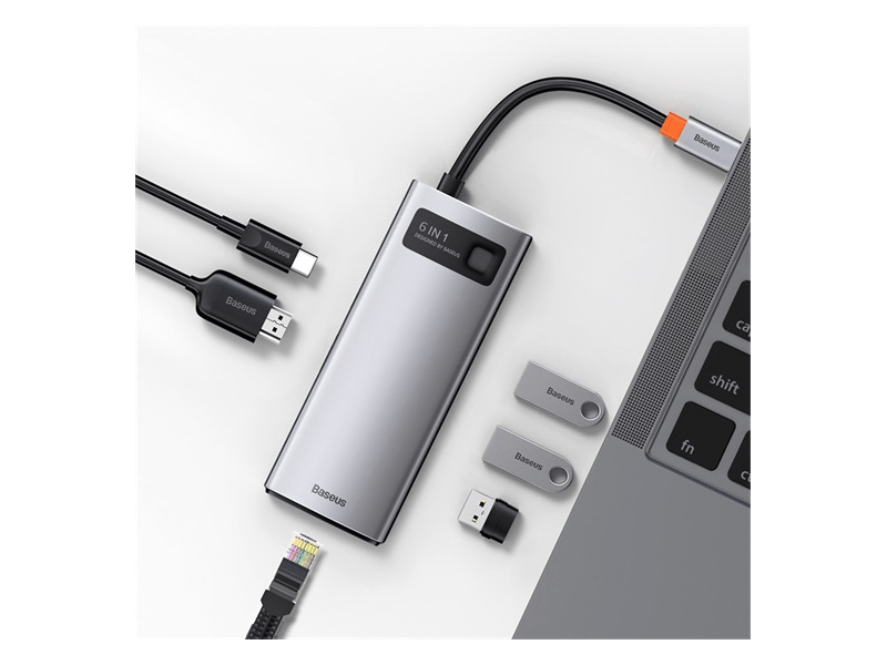 Baseus Metal Gleam 6-in-1 USB Type-C HUB (CAHUB-CW0G)