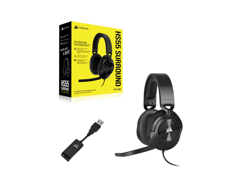 Corsair HS55 Surround Gamer headset, fekete (CA-9011265-EU)
