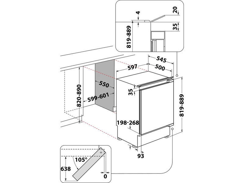 Whirlpool WBUL021 Ugradbeni hladnjak s jednim vratima