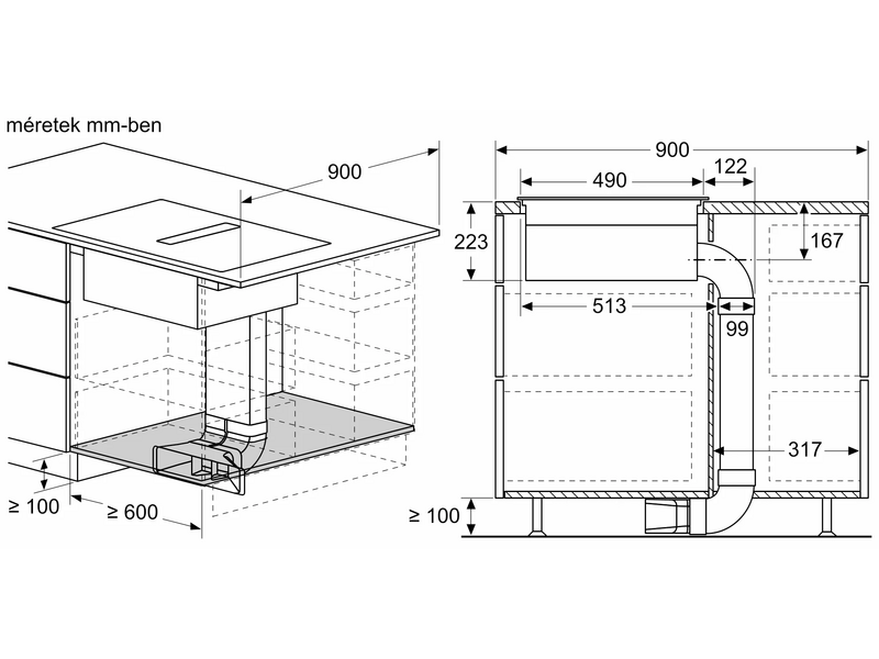Bosch PVS811B16E Indukciós főzőlap beépített elszívóval
