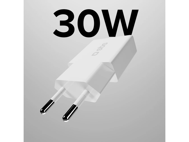 SBS ExtraSlim GaN PD 30W USB-C punjač, bijeli (TETRGAN1C30SLIM)