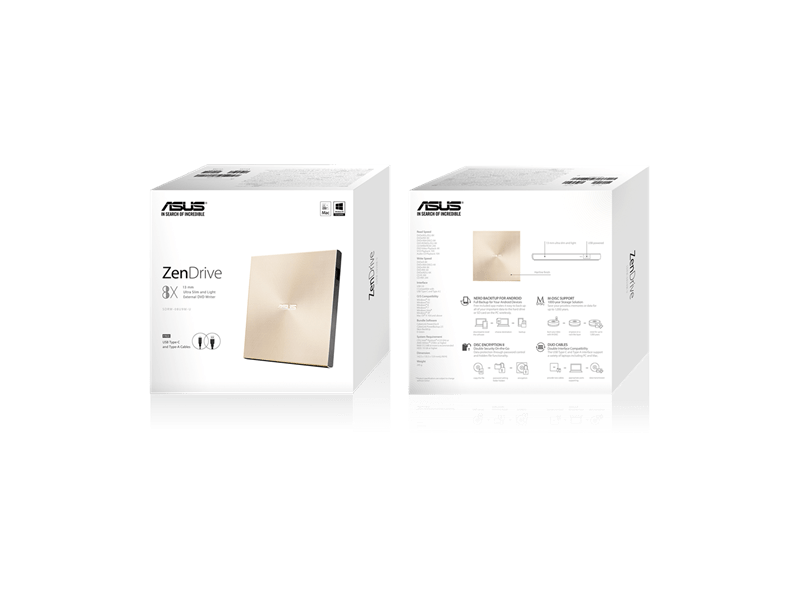 Asus ZenDrive U8M Külső DVD-meghajtó, arany (SDRW-08U8M-U)