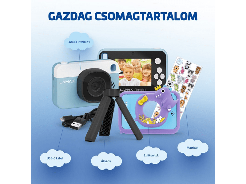 LAMAX PixelKid1 Gyerekkamera, kék