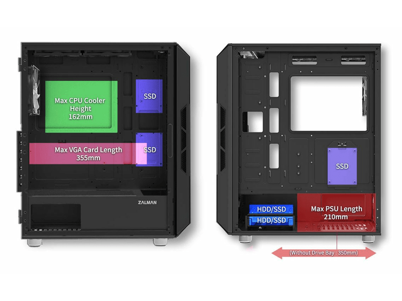 Zalman I3 Neo Midi ATX Számítógépház, fekete