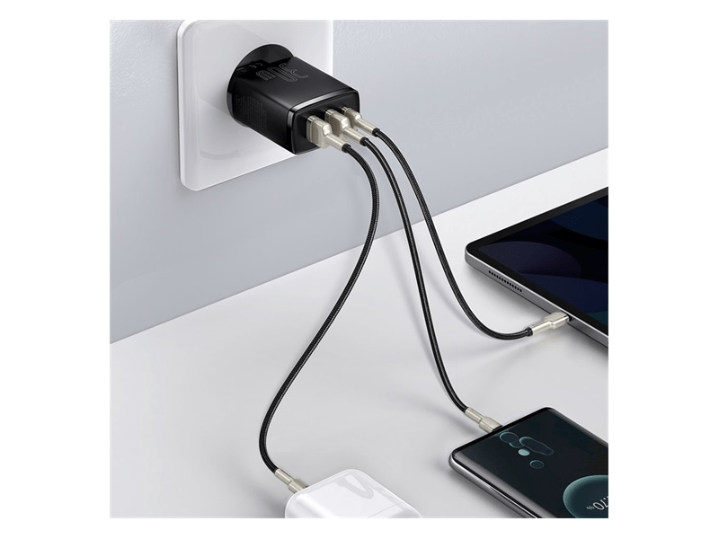 Baseus Compact hálózati gyorstöltő, 30W, fekete (CCXJ-E01)