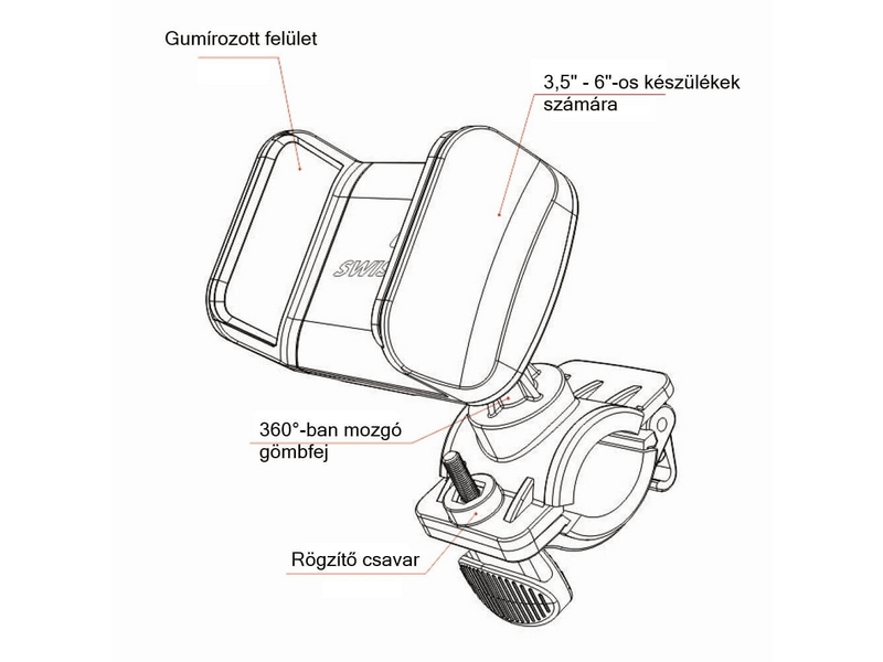Swissten kerékpáros telefontartó (65010404)