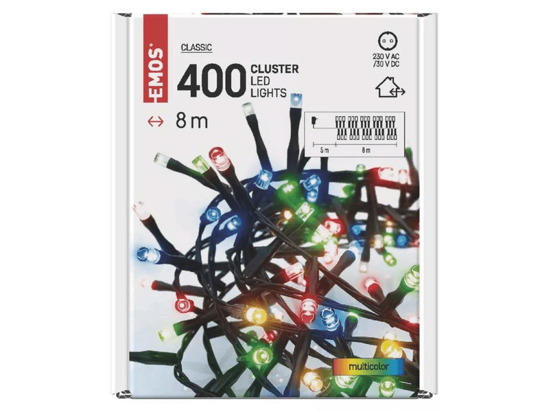 EMOS LED karácsonyi fényfüzér süni, 8 m, színes (D4BM02)