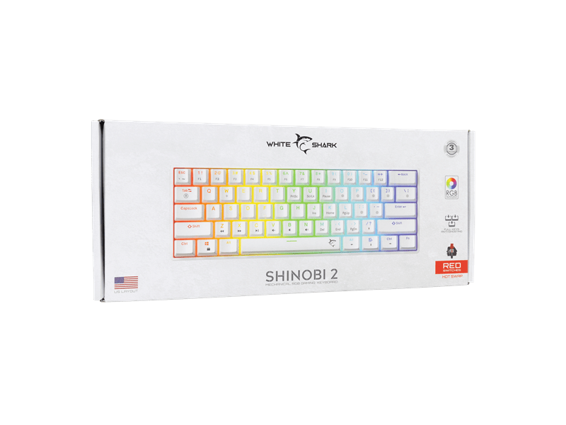 White Shark SHINOBI-2 US mechanikus billentyűzet (GK-004211W/R-US)