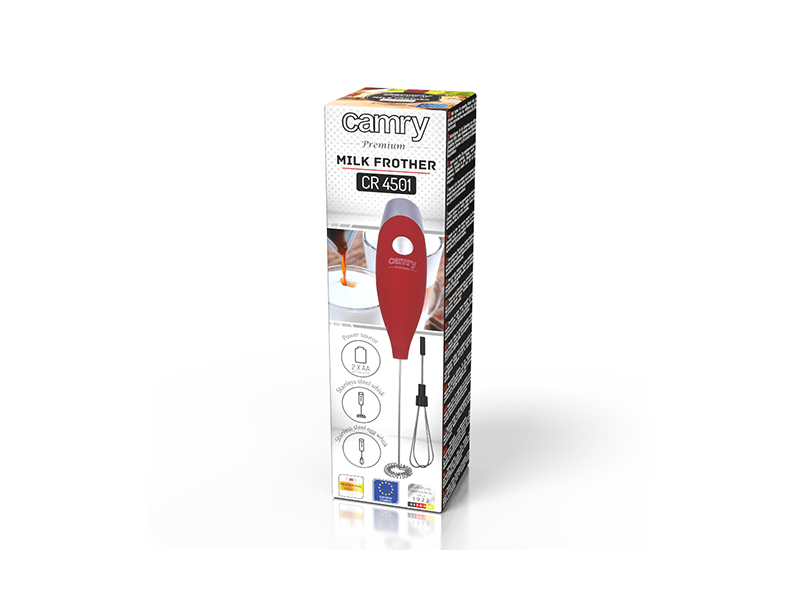 Camry CR 4501 Ručni pjenilica za mlijeko s nastavkom za pjenjenje, crvena