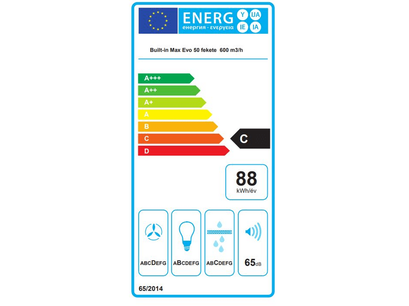 Falmec Built-in Max Evo 50 T600 Páraelszívó, fekete