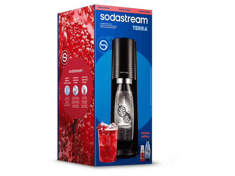 SodaStream Terra Black Málna Zero Megapack, fekete