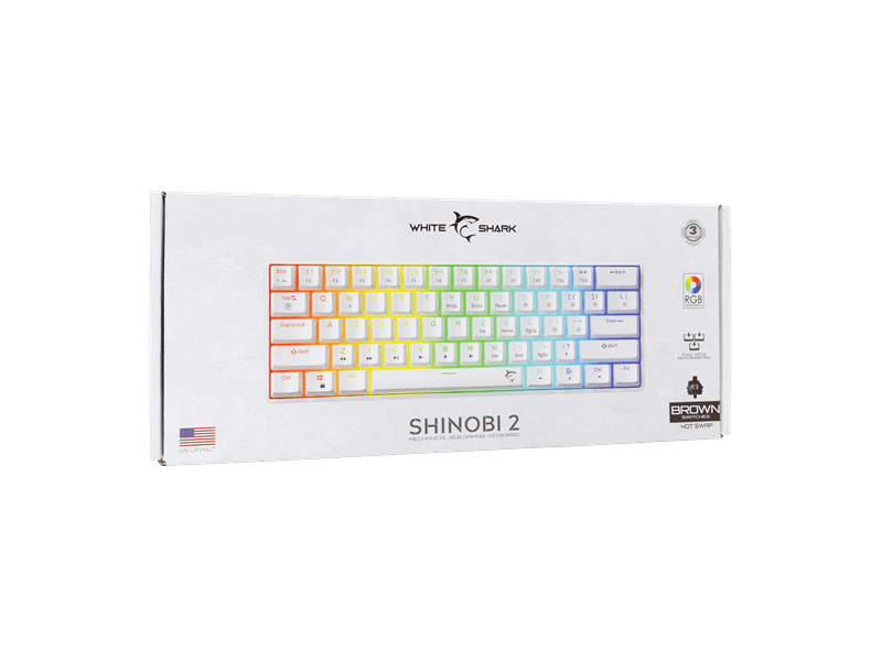 White Shark SHINOBI-2 US mechanikus billentyűzet (GK-004231W/BR-US)