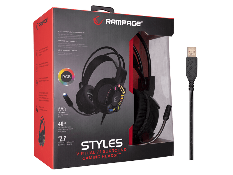 Rampage Styles RGB 7.1 Gamer headset (31115)