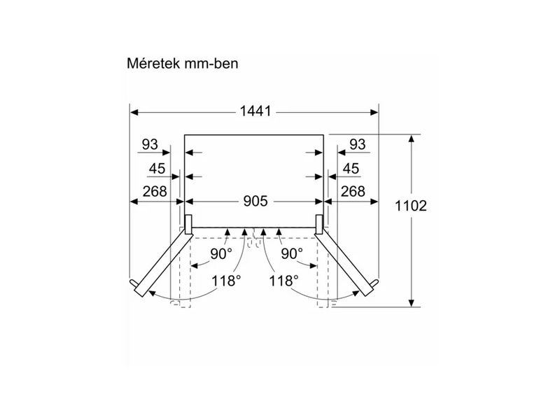 Bosch KFF96PIEP Többajtós alulfagyasztós hűtőszekrény