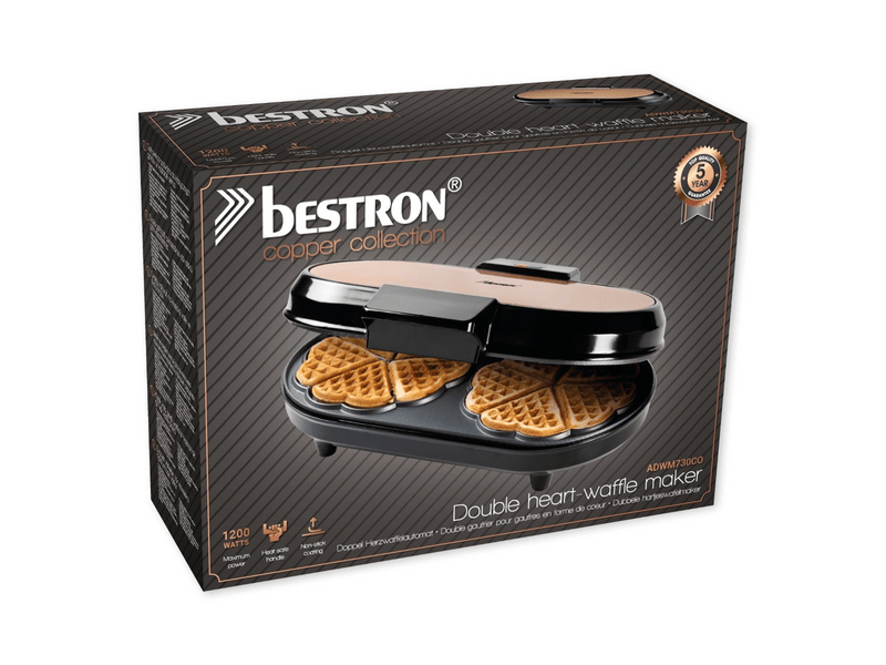 Bestron ADWM730CO Duplaszíves gofrisütő, réz