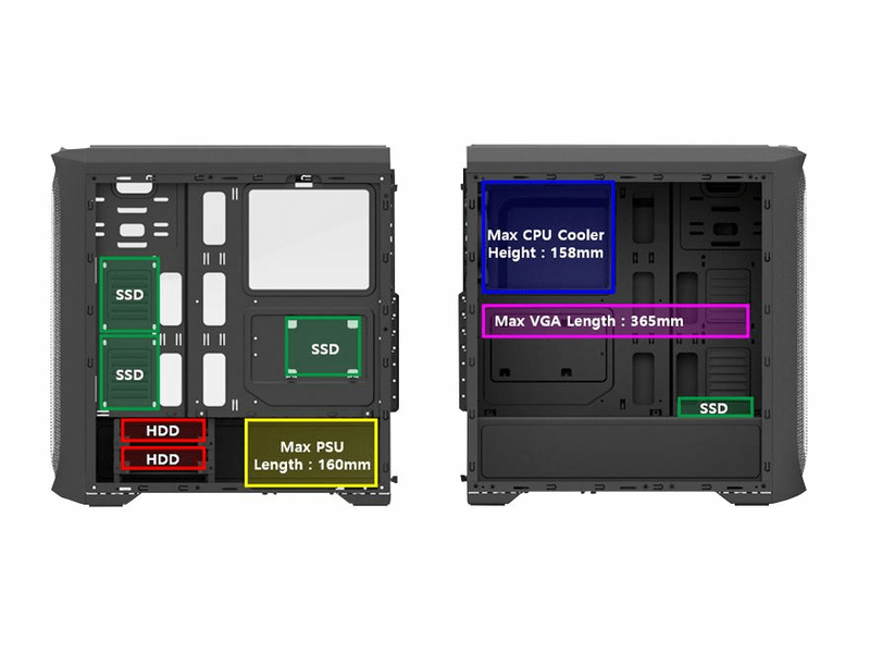 Zalman ház Midi ATX N5 MF  fekete rgb