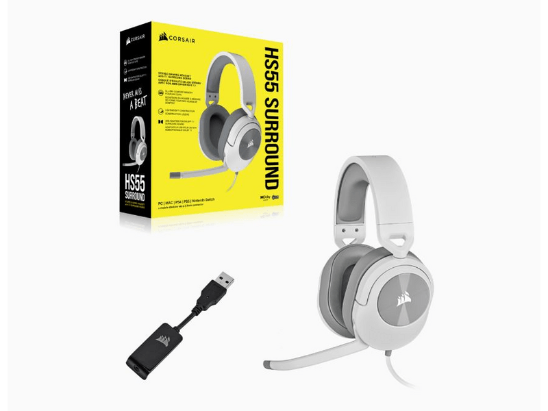 Corsair HS55 Surround Gamer Headset, fehér (CA-9011266-EU)