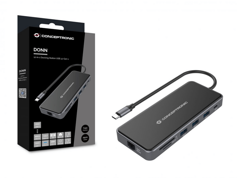 Conceptronic DONN15G 12in1 USB-C dokkolóállomás