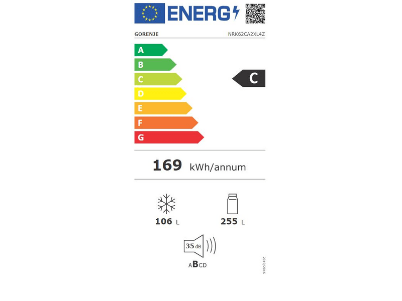 Gorenje NRK62CA2XL4Z Alulfagyasztós hűtőszekrény
