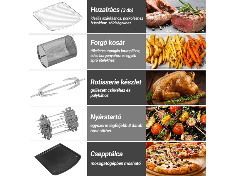 Tesla AirCook & Grill QG700 Forrólevegős sütő és grill