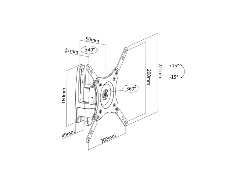 Multibrackets M VESA Flexarm 360 I Fali konzol, 15-32