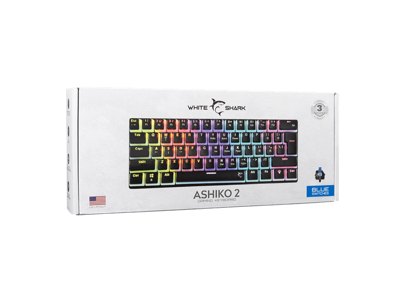 White Shark ASHIKO-2 US mechanikus billentyűzet (GK-2202-2B/BL-US)