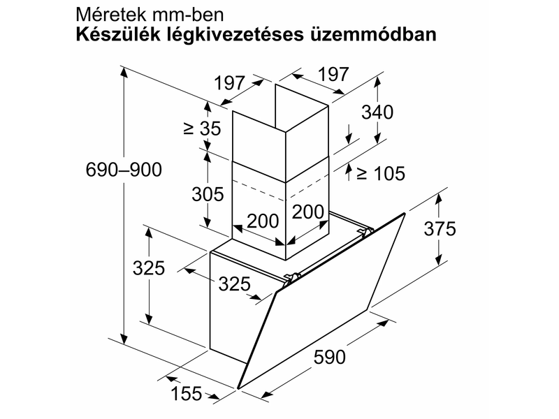 Kürtős páraelszívó,60 cm